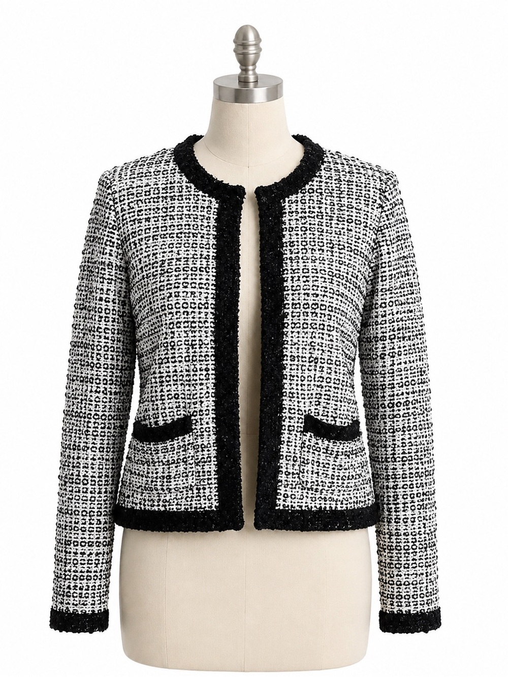 Broadway 38 Black White Tweed Jacket XL  Women’s